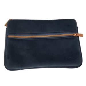 Mytagalongs Blue Velvet make up travel bag with copper colored zipper